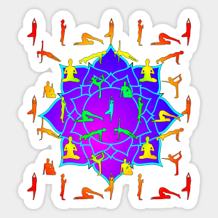 Lotus Flower And Yoga Poses Sticker